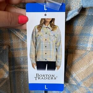 Women's Boston Traders Blue Plaid Shacket- Size Large